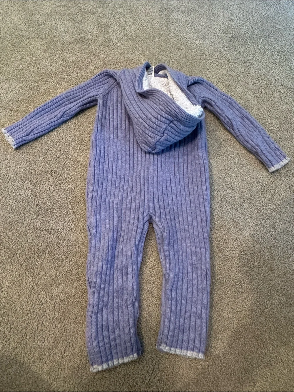 Baby Bgosh Knit Romper Kids 24 Mo Purple Blue Hooded Sherpa Ribbed One Piece